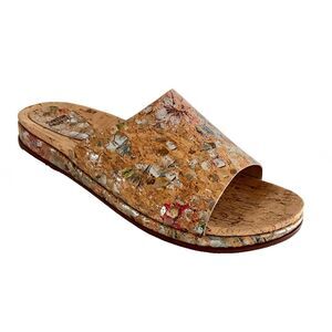 Johnston & Murphy Jenny Floral Cork Slide Sandals 10